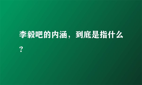 李毅吧的内涵，到底是指什么？
