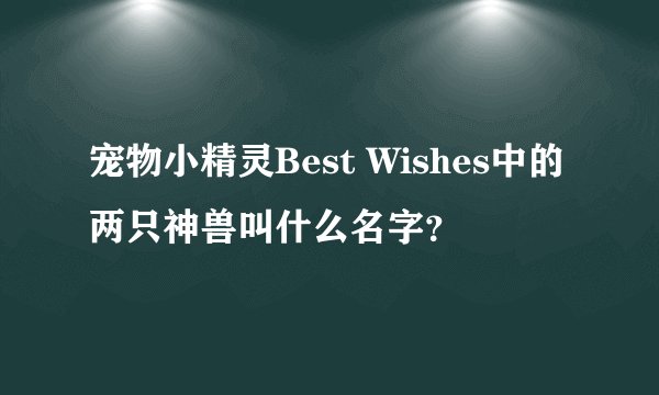 宠物小精灵Best Wishes中的两只神兽叫什么名字？