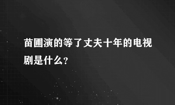 苗圃演的等了丈夫十年的电视剧是什么？