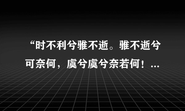 “时不利兮骓不逝。骓不逝兮可奈何，虞兮虞兮奈若何！”是什么意思？