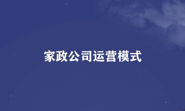 家政公司运营模式