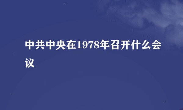 中共中央在1978年召开什么会议