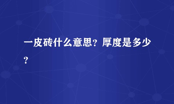 一皮砖什么意思？厚度是多少？