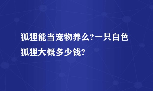 狐狸能当宠物养么?一只白色狐狸大概多少钱?