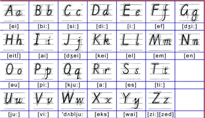 写出大写字母A、E、F、H的笔顺