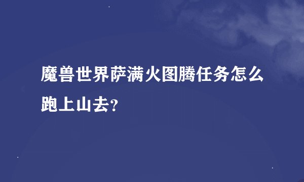 魔兽世界萨满火图腾任务怎么跑上山去？