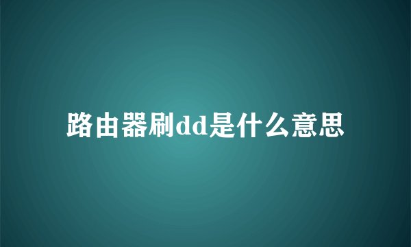 路由器刷dd是什么意思