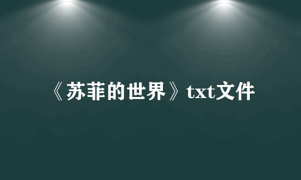 《苏菲的世界》txt文件