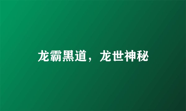 龙霸黑道，龙世神秘
