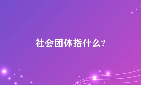 社会团体指什么?