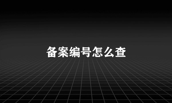 备案编号怎么查