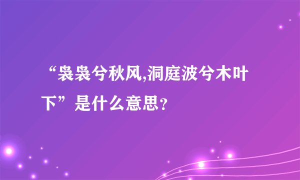 “袅袅兮秋风,洞庭波兮木叶下”是什么意思？