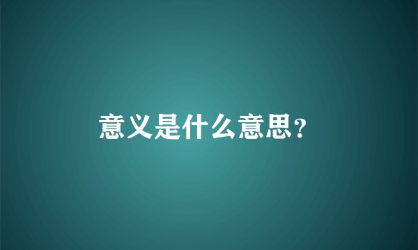 意义是什么意思？