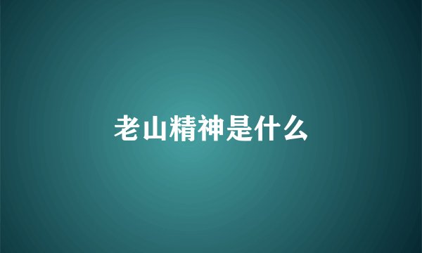 老山精神是什么