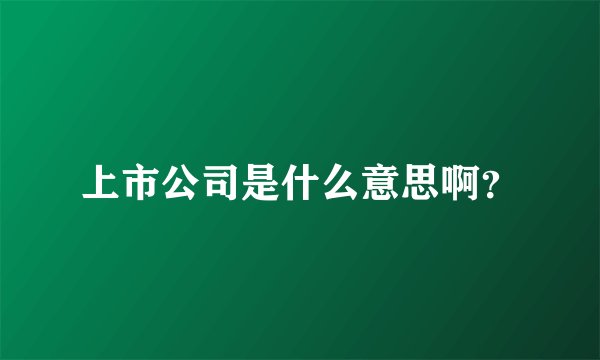 上市公司是什么意思啊？