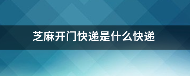 芝麻开门快递是什么快递