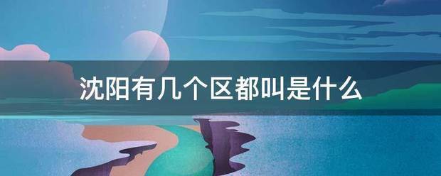 沈阳有几个区都叫是什么