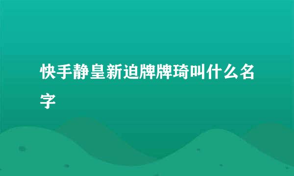 快手静皇新迫牌牌琦叫什么名字