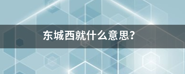 东城西就什么意思？