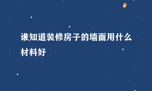 谁知道装修房子的墙面用什么材料好