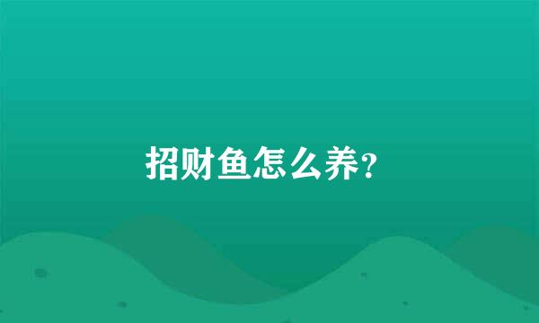 招财鱼怎么养？