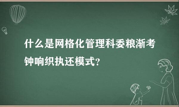 什么是网格化管理科委粮渐考钟响织执还模式？