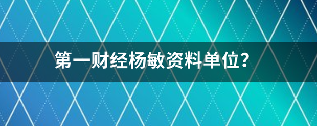 第一财经杨敏资料单位？