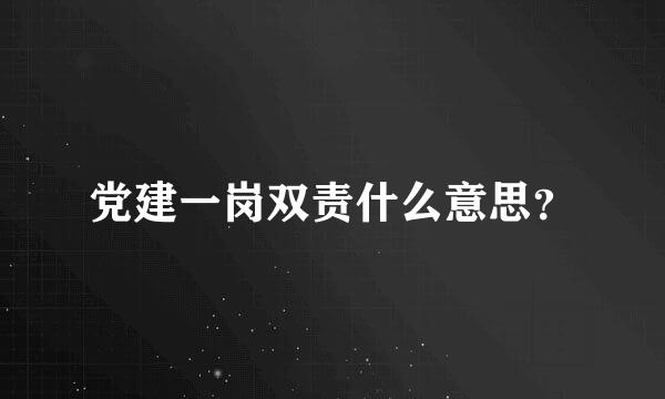 党建一岗双责什么意思？