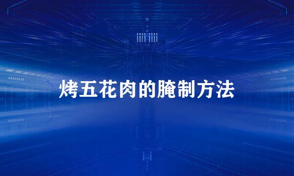 烤五花肉的腌制方法