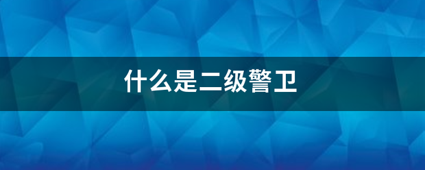 什么是二级警卫