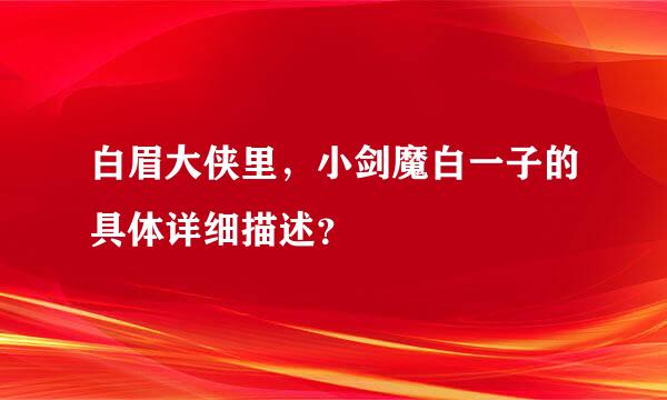 白眉大侠里，小剑魔白一子的具体详细描述？