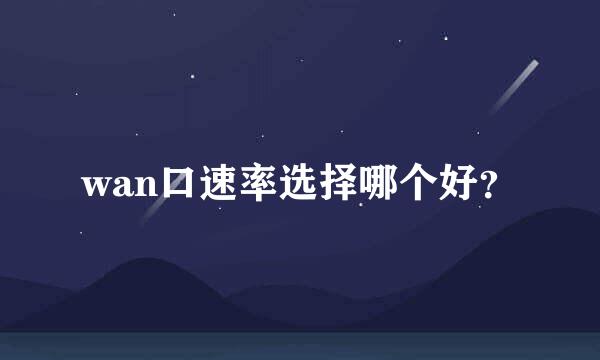wan口速率选择哪个好？