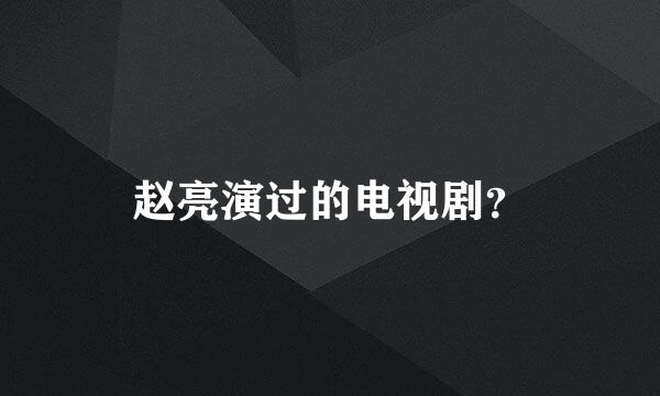 赵亮演过的电视剧？