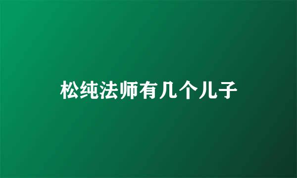 松纯法师有几个儿子