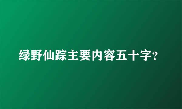 绿野仙踪主要内容五十字？