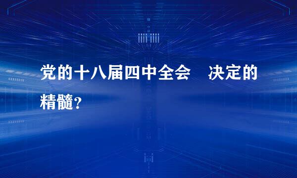 党的十八届四中全会 决定的精髓？