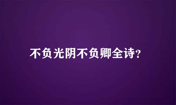 不负光阴不负卿全诗？