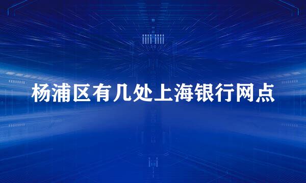 杨浦区有几处上海银行网点