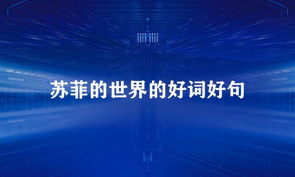 苏菲的世界的好词好句
