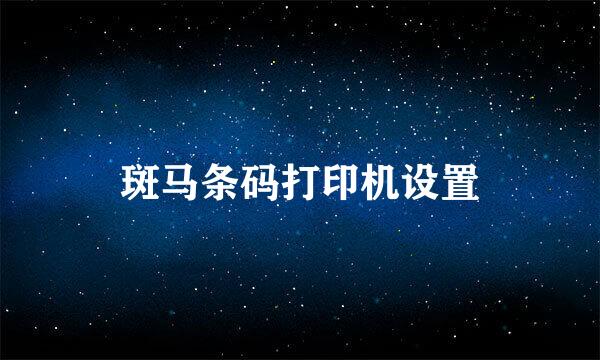 斑马条码打印机设置