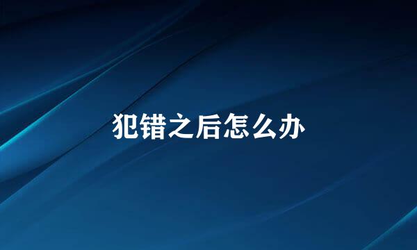 犯错之后怎么办