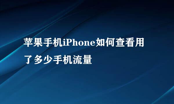 苹果手机iPhone如何查看用了多少手机流量