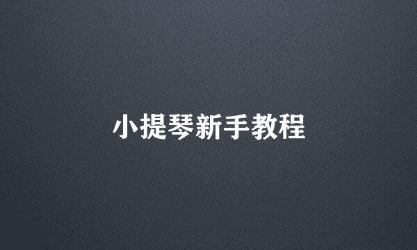 小提琴新手教程