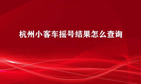 杭州小客车摇号结果怎么查询