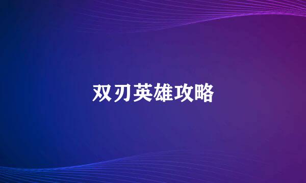 双刃英雄攻略