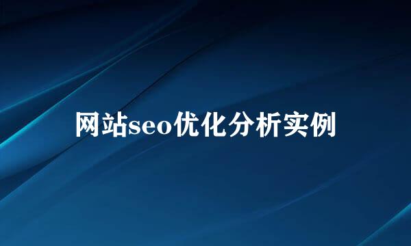 网站seo优化分析实例