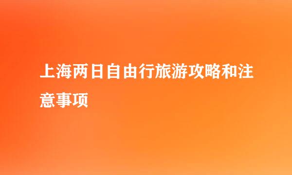 上海两日自由行旅游攻略和注意事项