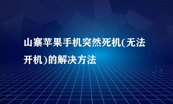 山寨苹果手机突然死机(无法开机)的解决方法