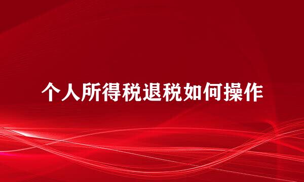 个人所得税退税如何操作