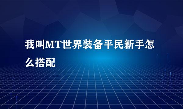 我叫MT世界装备平民新手怎么搭配
